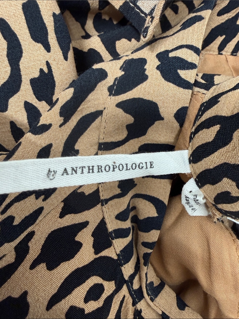 Anthropologie MacKenzie Dress Animal Print Leopard Midi Short Sleeve Brown Large - Picture 9 of 10